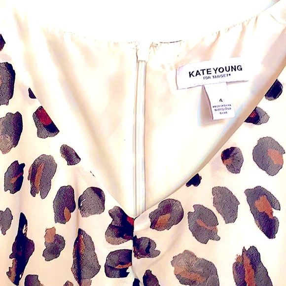 Fitted Flouncy Blk Brown White Cheetah Print Dress - Picture 5 of 8